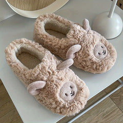 Lamb Decor Slippers Plush Lined Non Slip Winter Warm Shoes