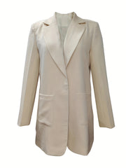 Solid Lapel Blazer Long Sleeve Office Wear