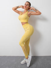 Women's Seamless Tank Top & High Waist Trousers Tracksuit Sports Fitness Set
