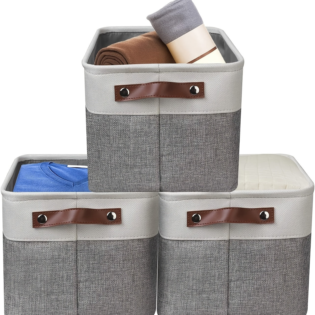 3pcs Fabric Storage Bins for Baby Supplies and Toys