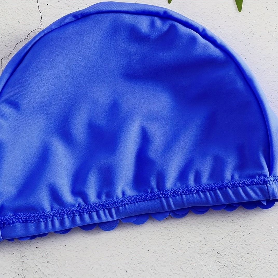 Royal Faux Pearl Flower Swim Hat Stretchy Cap Women's Swimwear