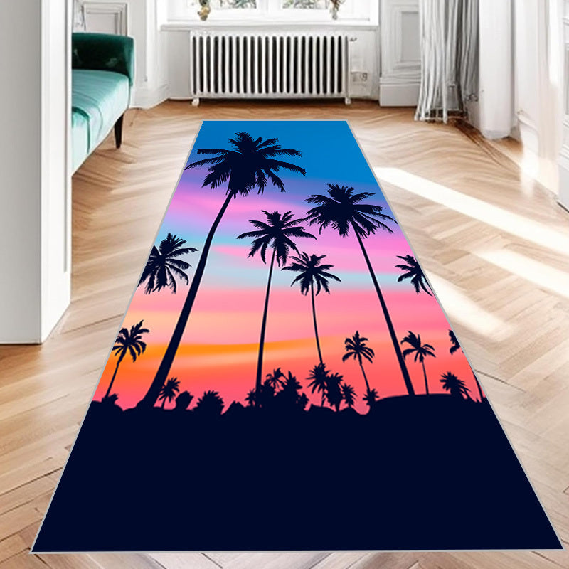Tropical Palm Trees Pattern Carpet Purple Art Area Rug