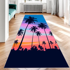 Tropical Palm Trees Pattern Carpet Purple Art Area Rug