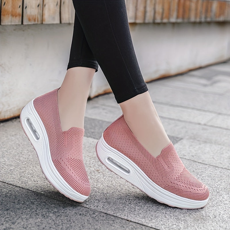 Breathable Mesh Sneakers Air Cushion Slip on Walking Shoes