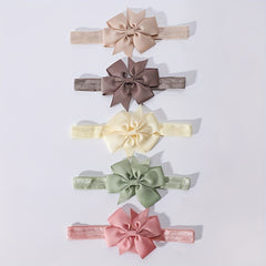 5 Pack of Bowknot Hairbands for Baby Girls - 16 Solid Nylon Headbands