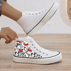 Puppy Print Plush Lined Chunky Sneakers Fall Winter Warm