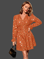 Vintage V Neck Long Sleeve Bodycon Dress
