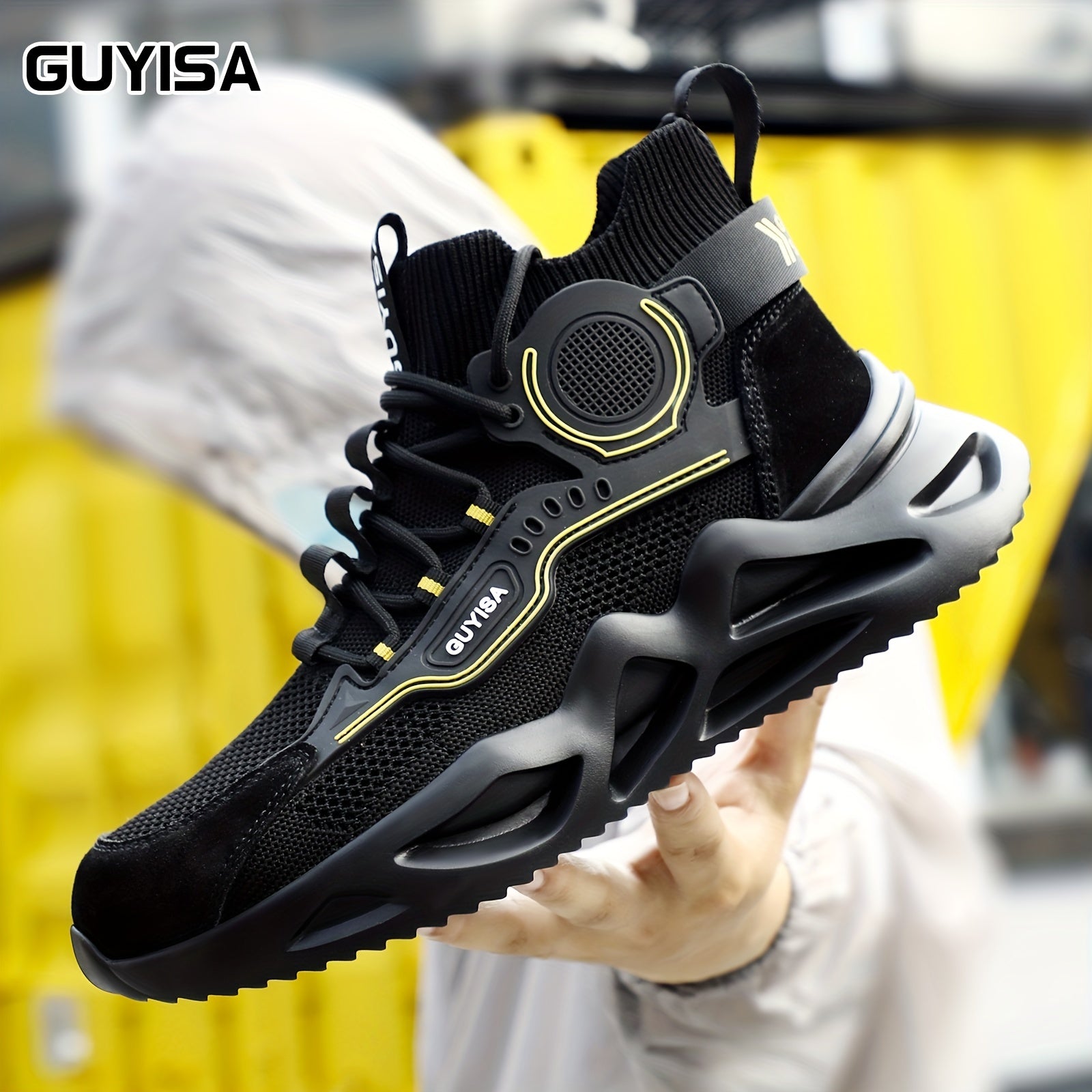 Men's Steel Toe High Top Work Safety Shoes Anti smashing Industrial Shoes