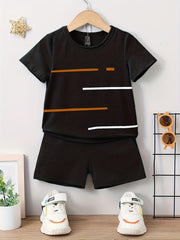 Boys Short Sleeve T shirt & Shorts Set Casual Kids Clothes