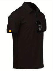 Men's Lapel 1/4 Button Short Sleeve Shirt For Fitness Training