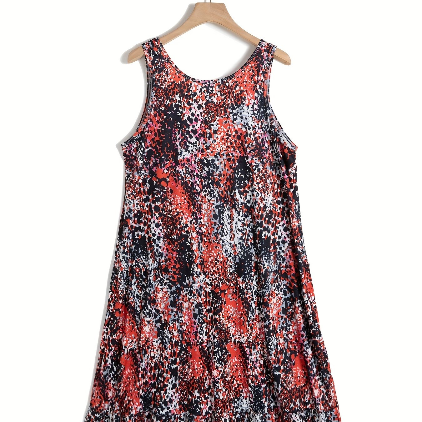 Tie Dye & Leopard Print Round Neck Tank Sleep Dress