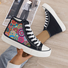Girls High Top Abstract Pattern Skate Shoes with Plush Lining