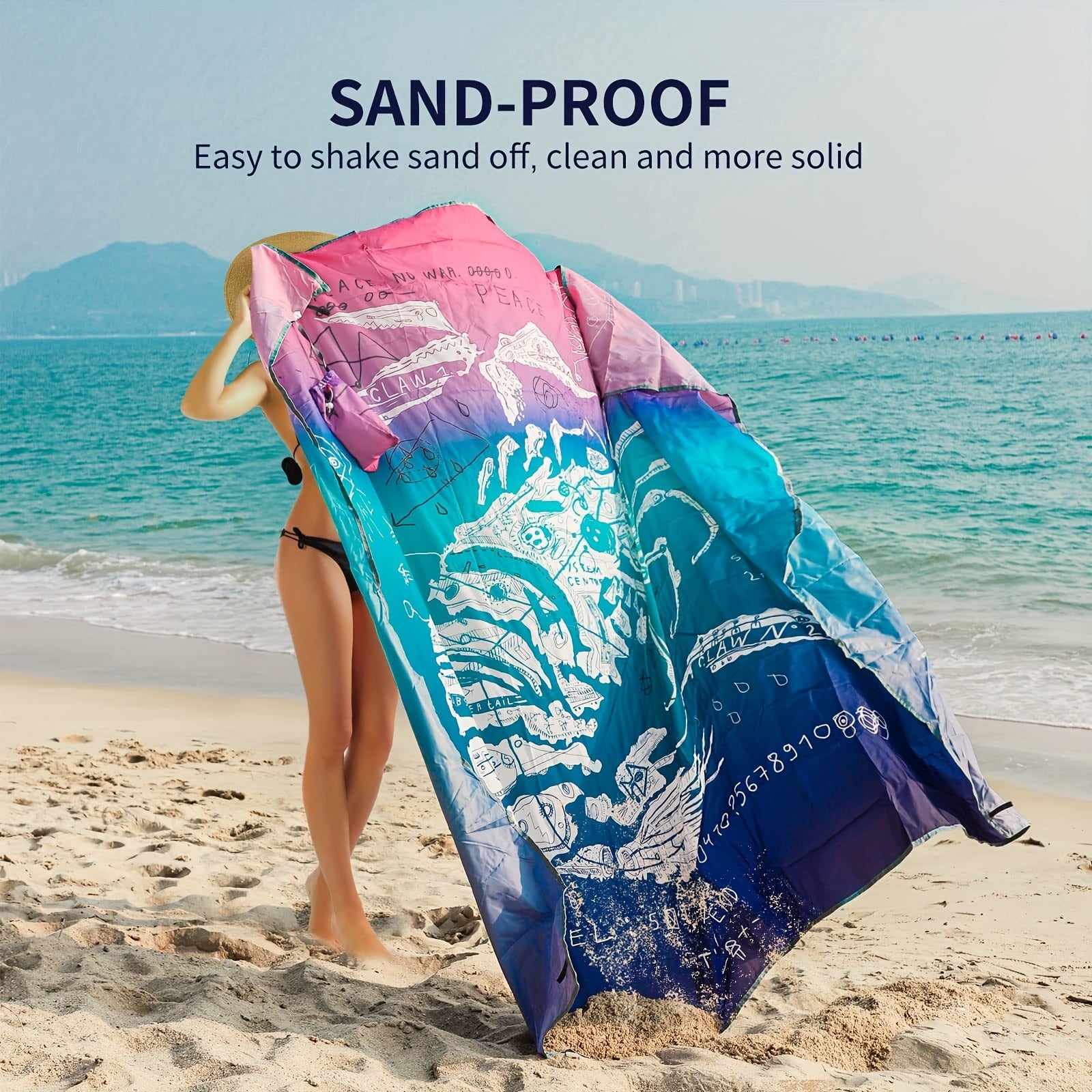 Waterproof Beach Blanket 200x200 Lightweight Mat for Summer Travel