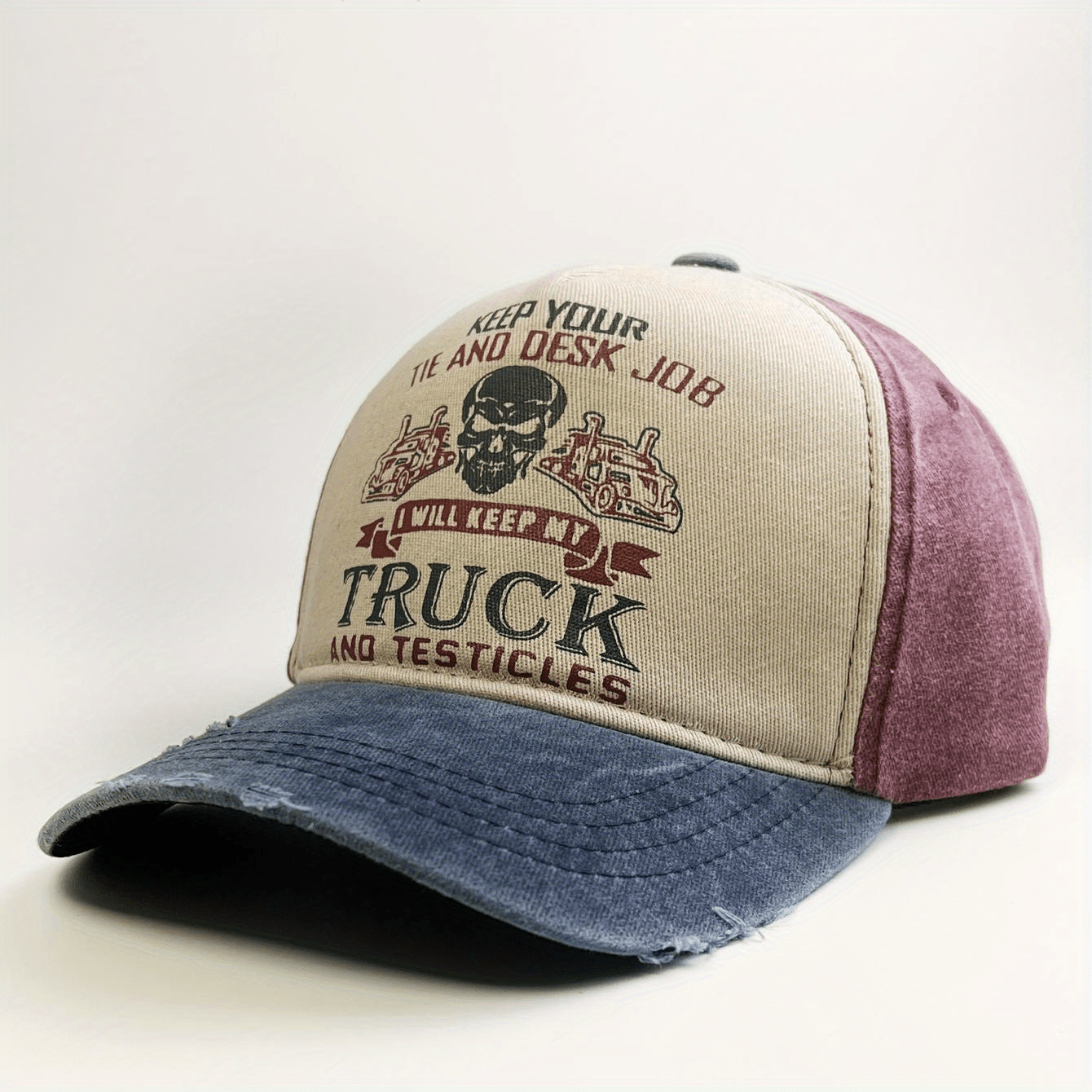 Skull Head Knight Print Denim Baseball Cap