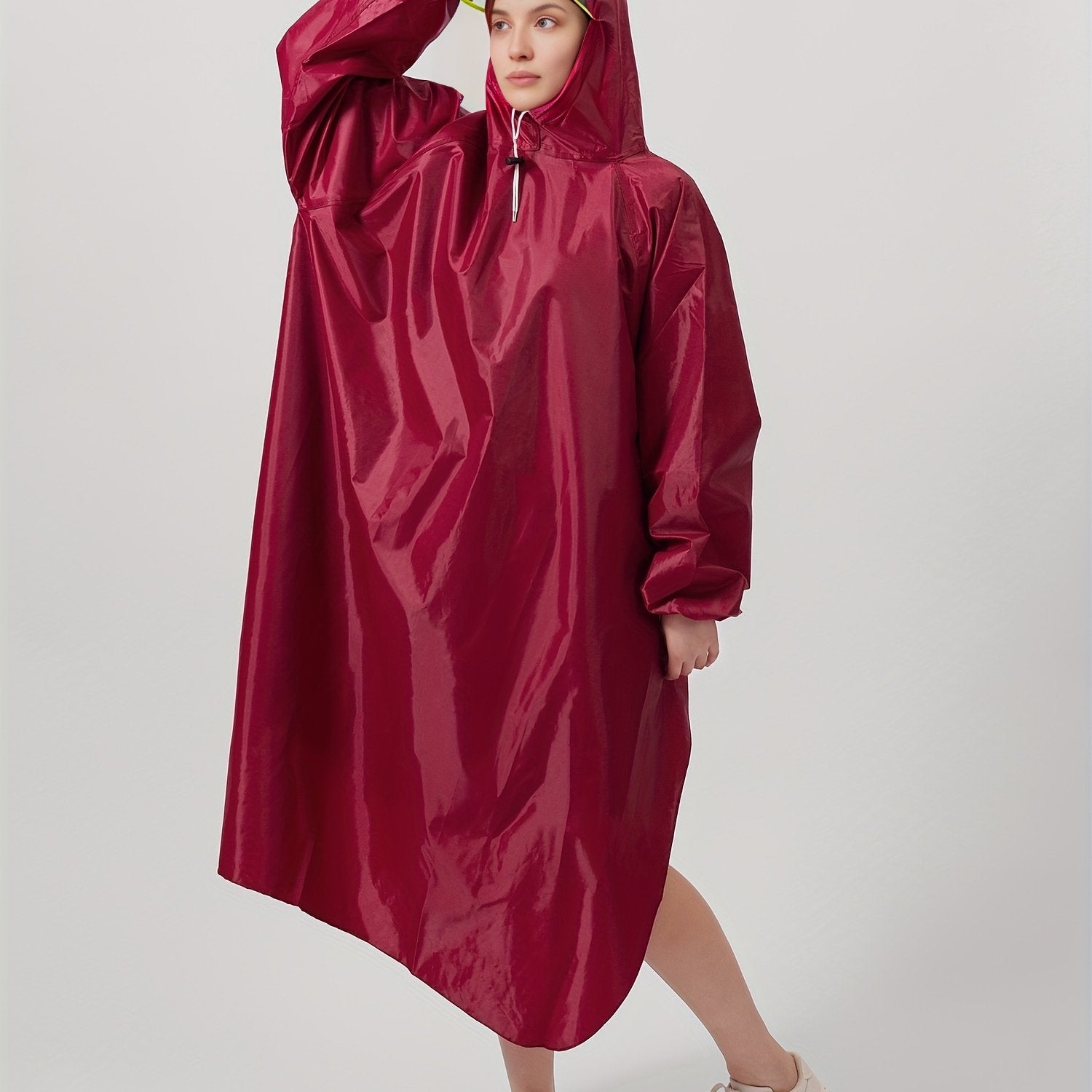 Waterproof Unisex Rain Poncho with Reusable Hood for Cycling