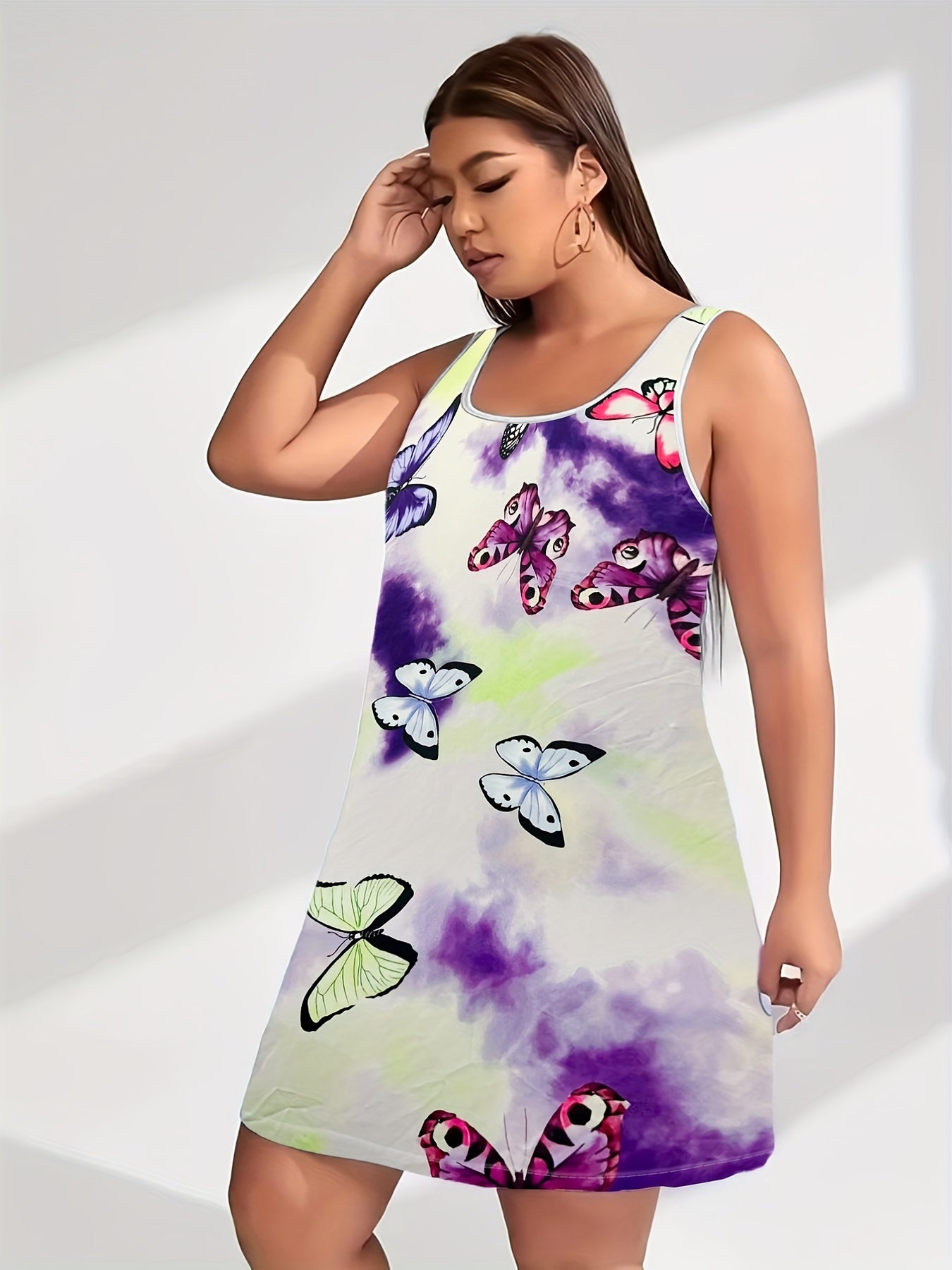Tie Dye Butterfly Print Tank Nightdress