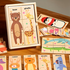 Colorful Wooden Animal Puzzle Toy for Kids- Educational Shape Recognition
