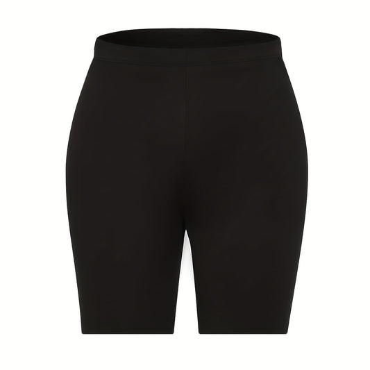 Casual Shorts Women's Plus Solid Elastic Waist High Stretch
