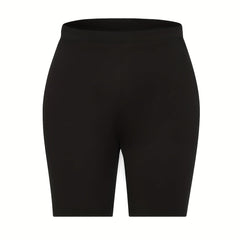 Casual Shorts Women's Plus Solid Elastic Waist High Stretch