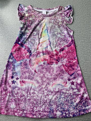 Girl's 3D Pony Princess Dress Butterfly Sleeve Crew Neck