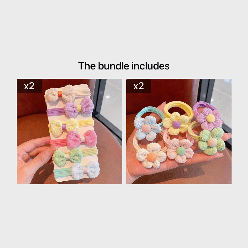 6pcs Flower Bow Hair Ties, Holiday Hair Accessory for Girls