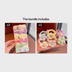6pcs Flower Bow Hair Ties, Holiday Hair Accessory for Girls