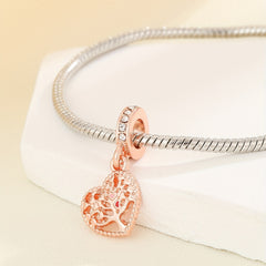 Rose Golden Alloy Heart Tree Pendant DIY Charms Supplies Jewelry