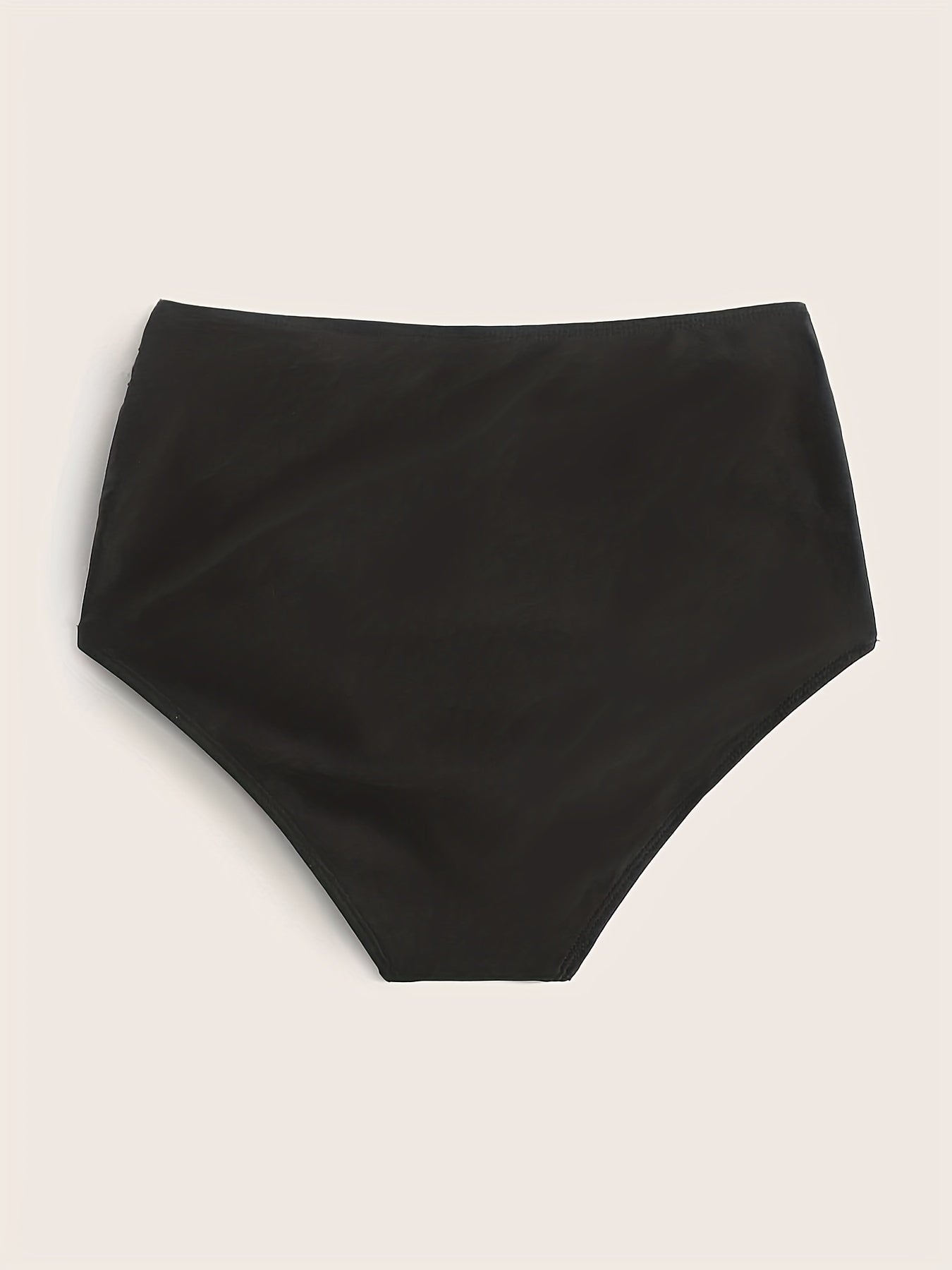 Ruched High Waist Bikini Bottoms Solid Swim Briefs Women's Swimwear