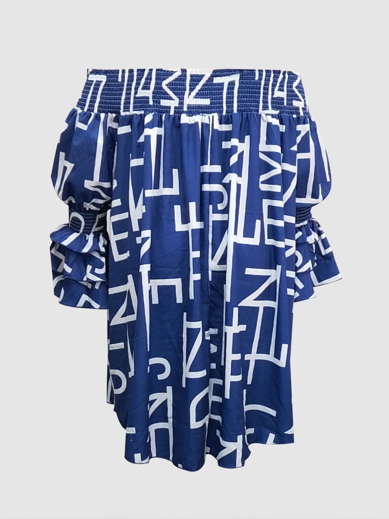 Plus Size Casual Dress Women's Plus Letter Print Off Shoulder Dress