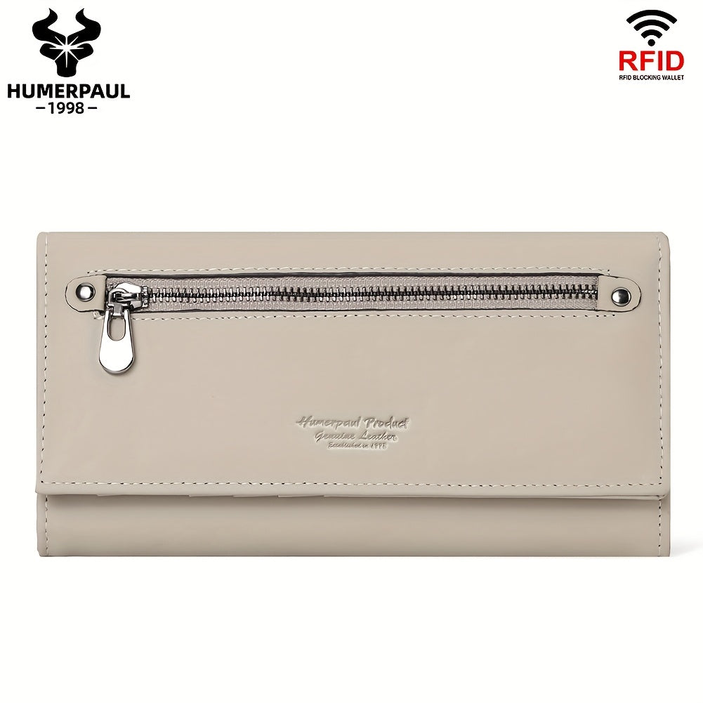 HUMERPAUL Women's Trifold Long Wallet Vintage Card Slots Large Capacity