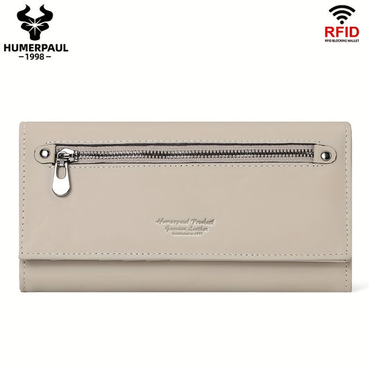 HUMERPAUL Women's Trifold Long Wallet Vintage Card Slots Large Capacity