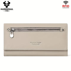 HUMERPAUL Women's Trifold Long Wallet Vintage Card Slots Large Capacity