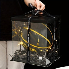 Transparent Large Gift Wrapping Box w/ Lights for Celebration