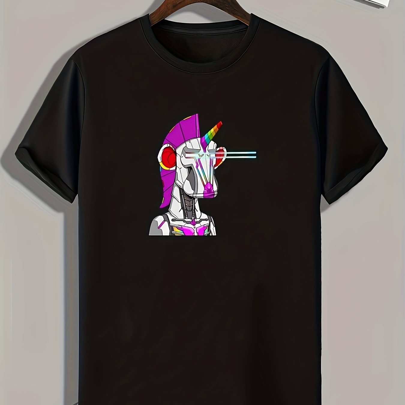 Cyberpunk Style Pattern Print Men's Comfy Sports T-shirt