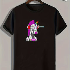 Cyberpunk Style Pattern Print Men's Comfy Sports T-shirt