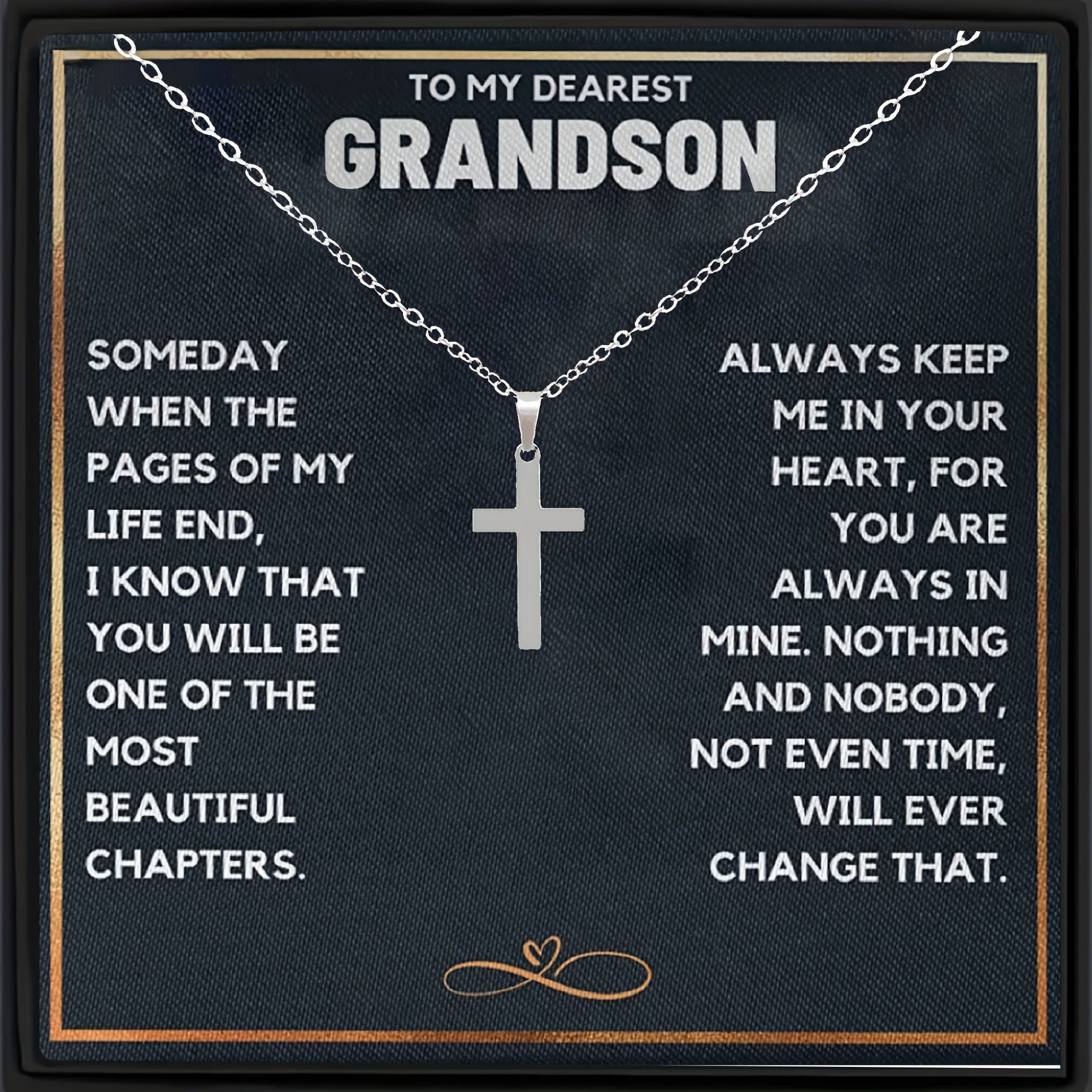 Cross Pendant Necklace With Gift Card Box for Grandson
