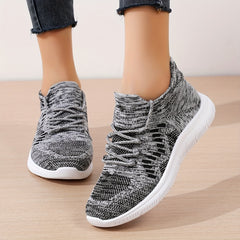 Women's Knitted Sports Shoes Lightweight Lace Up Low Top Running & Tennis Sneake