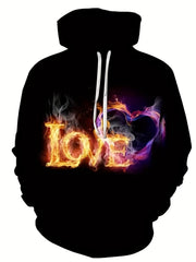 Men's 3D Flame Fist Hoodie Active Breathable Sweatshirt