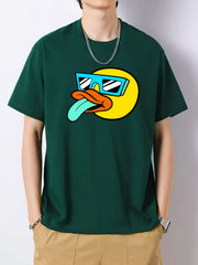 Men's Vintage Crew Neck T Shirt Dark Head Loose Casual Top
