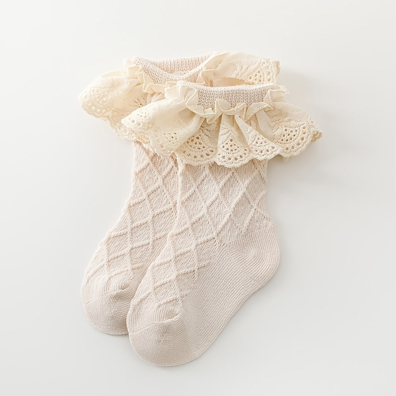 Baby Girls Ruffle Lace Dance Socks