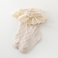 Baby Girls Ruffle Lace Dance Socks