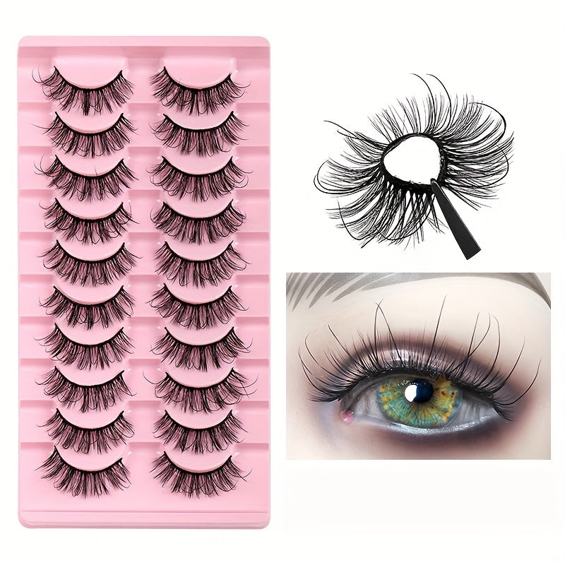 10 Pairs Fluffy Wispy False Eyelashes for Stage Party and Everyday Makeup