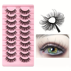 10 Pairs Fluffy Wispy False Eyelashes for Stage Party and Everyday Makeup