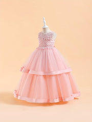 Princess Lace Mesh Fluffy Skirt Dress for Flower Girl
