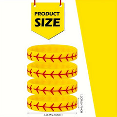 12pcs Softball Bracelet Wristband Silicone Rubber Bracelet Softball Team Gift