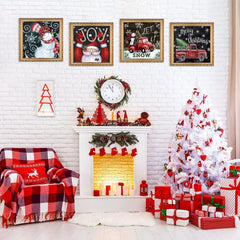 4 Pack Adult Christmas Diamond Painting Kit 12 X 12 Inch Snowman Wall Decor