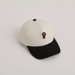 Kids Adjustable Casual Baseball Cap Sunshade with Letter P Embroidery
