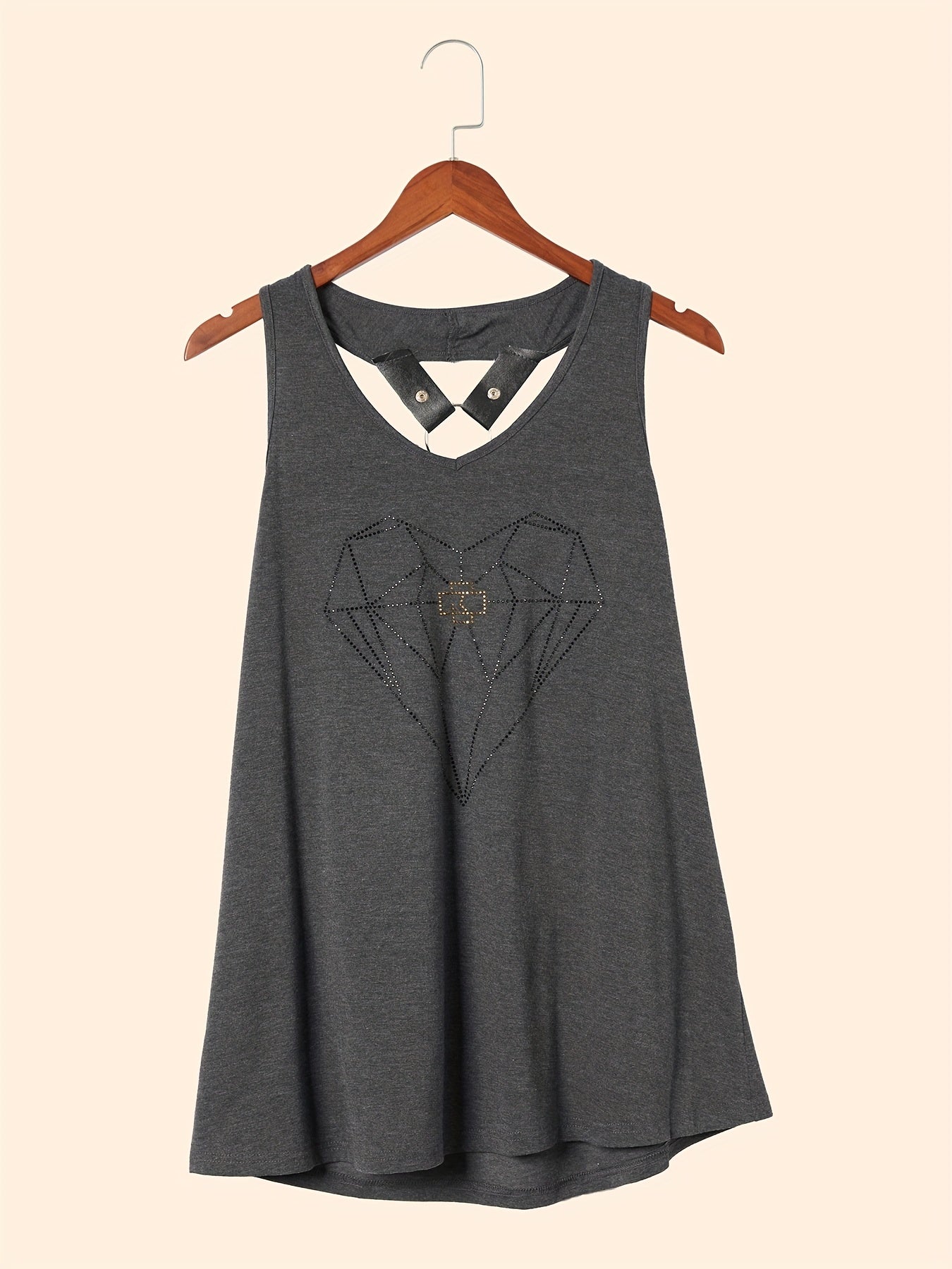 Diamond Pattern Tank Top Crew Neck Summer Sleeveless Top