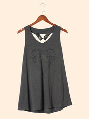 Diamond Pattern Tank Top Crew Neck Summer Sleeveless Top