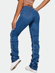 High Waist Slim Fit Stacked Jeans Medium Stretch Denim